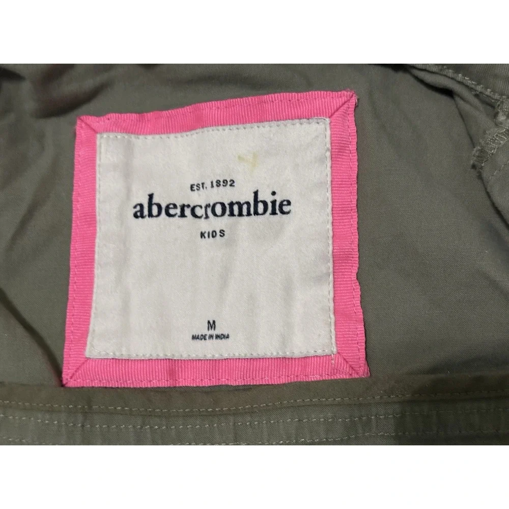 Aeropostale Girls Utility Jacket Size M Army Green Hooded‎ Zip Drawstring